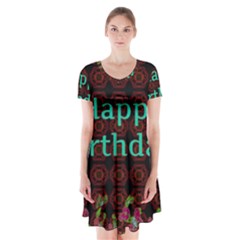 Happy Birthday To You! Short Sleeve V-neck Flare Dress by Amaryn4rt