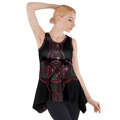 Fractal Red Cross On Black Background Side Drop Tank Tunic by Amaryn4rt
