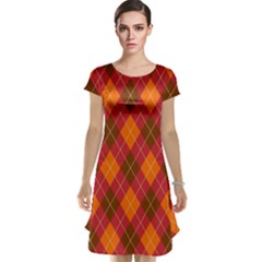 Argyle Pattern Background Wallpaper In Brown Orange And Red Cap Sleeve Nightdress by Simbadda