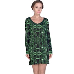 An Overly Large Geometric Representation Of A Circuit Board Long Sleeve Nightdress by Simbadda