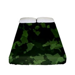 Camouflage Green Army Texture Fitted Sheet (full/ Double Size) by Simbadda