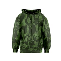 Camouflage Green Army Texture Kids  Zipper Hoodie by Simbadda