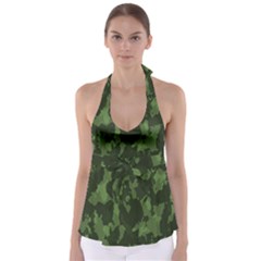 Camouflage Green Army Texture Babydoll Tankini Top by Simbadda