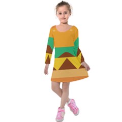 Hamburger Bread Food Cheese Kids  Long Sleeve Velvet Dress by Simbadda