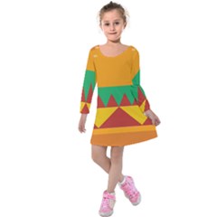 Burger Bread Food Cheese Vegetable Kids  Long Sleeve Velvet Dress by Simbadda