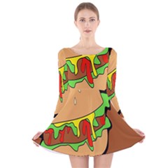 Burger Double Long Sleeve Velvet Skater Dress by Simbadda