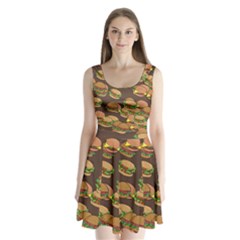 A Fun Cartoon Cheese Burger Tiling Pattern Split Back Mini Dress  by Simbadda