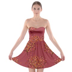 Beautiful Tree Background Pattern Strapless Bra Top Dress by Simbadda