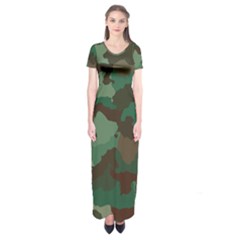 Camouflage Pattern A Completely Seamless Tile Able Background Design Short Sleeve Maxi Dress by Simbadda