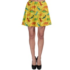 Yellow Cartoon Dinosaur Pattern Skater Dress by CoolDesigns