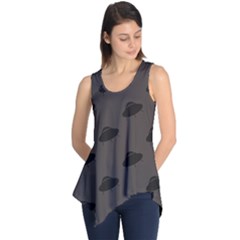 Black Ufo Web Flat Design Gray Pattern Sleeveless Tunic Top by CoolDesigns