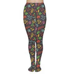 Black Vintage Floral Pattern Women s Tights by CoolDesigns