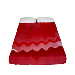 Red Fractal Wavy Heart Fitted Sheet (full/ Double Size) by Simbadda