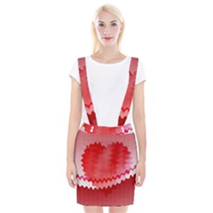 Red Fractal Wavy Heart Suspender Skirt by Simbadda