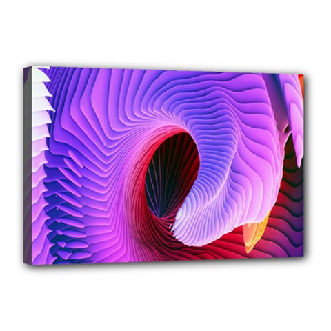 Digital Art Spirals Wave Waves Chevron Red Purple Blue Pink Canvas 18  X 12  by Mariart