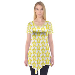 Yellow Orange Star Space Light Short Sleeve Tunic  by Mariart