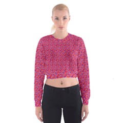 Red White And Blue Leopard Print  Women s Cropped Sweatshirt by PhotoNOLA