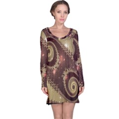 Space Fractal Abstraction Digital Computer Graphic Long Sleeve Nightdress by Simbadda