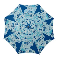 New Zealand Fish Detail Blue Sea Shark Golf Umbrellas by Mariart