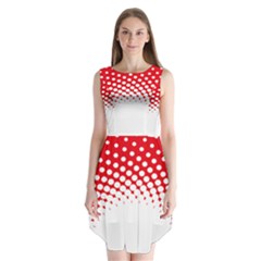 Polka Dot Circle Hole Red White Sleeveless Chiffon Dress   by Mariart