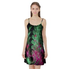 Pink And Green Shapes Make A Pretty Fractal Image Satin Night Slip by Simbadda