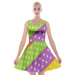 Colorful Easter Ribbon Background Velvet Skater Dress by Simbadda