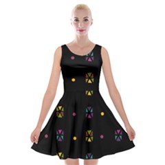 Abstract A Colorful Modern Illustration Black Background Velvet Skater Dress by Simbadda