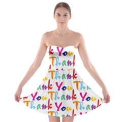 Wallpaper With The Words Thank You In Colorful Letters Strapless Bra Top Dress by Simbadda