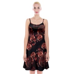 Fractal Chocolate Balls On Black Background Spaghetti Strap Velvet Dress by Simbadda