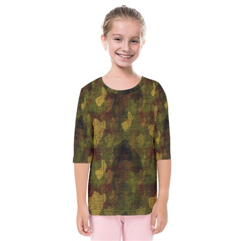 Textured Camo Kids  Quarter Sleeve Raglan Tee by Simbadda