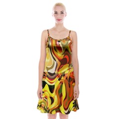 Colourful Abstract Background Design Spaghetti Strap Velvet Dress by Simbadda