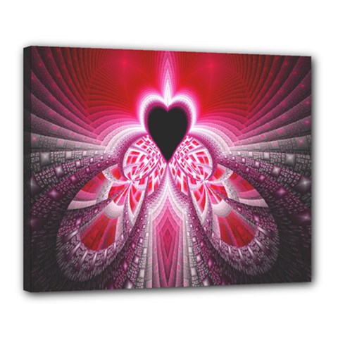 Illuminated Red Hear Red Heart Background With Light Effects Canvas 20  X 16  by Simbadda