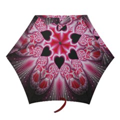 Illuminated Red Hear Red Heart Background With Light Effects Mini Folding Umbrellas by Simbadda