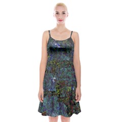 Stone Paints Texture Pattern Spaghetti Strap Velvet Dress by Simbadda