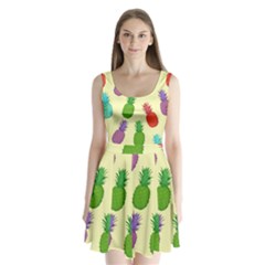 Colorful Pineapples Wallpaper Background Split Back Mini Dress  by Simbadda