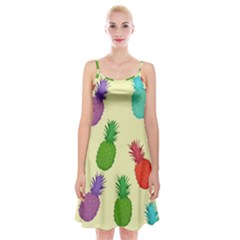 Colorful Pineapples Wallpaper Background Spaghetti Strap Velvet Dress by Simbadda