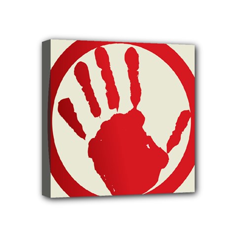 Bloody Handprint Stop Emob Sign Red Circle Mini Canvas 4  X 4  by Mariart