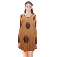 Cookie Chocolate Biscuit Brown Flare Dress by Mariart