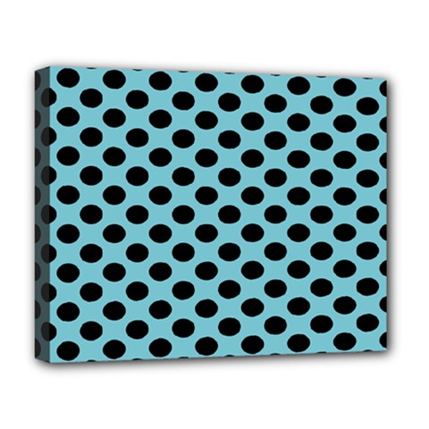 Polka Dot Blue Black Deluxe Canvas 20  X 16   by Mariart