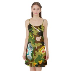 Urban Camo Green Brown Grey Pizza Strom Satin Night Slip by Mariart