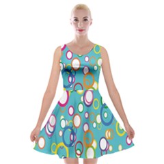 Circles Abstract Color Velvet Skater Dress by Simbadda