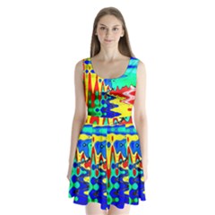 Bright Colours Abstract Split Back Mini Dress  by Simbadda