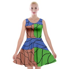 Abstract Art Mixed Colors Velvet Skater Dress by Simbadda