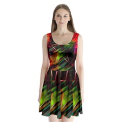 Colorful Background Star Split Back Mini Dress  by Simbadda