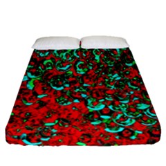 Red Turquoise Abstract Background Fitted Sheet (queen Size) by Nexatart