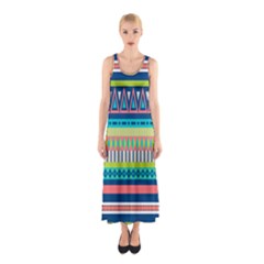 Aztec Triangle Chevron Wave Plaid Circle Color Rainbow Sleeveless Maxi Dress by Mariart