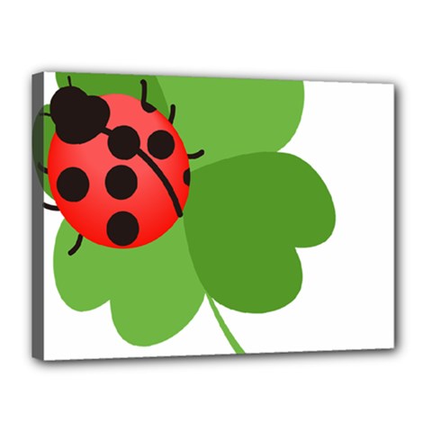 Insect Flower Floral Animals Green Red Canvas 16  X 12  by Mariart