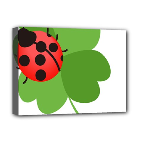 Insect Flower Floral Animals Green Red Deluxe Canvas 16  X 12   by Mariart