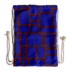 Line Plaid Red Blue Drawstring Bag (large) by Mariart