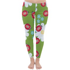 Insect Flower Floral Animals Star Green Red Sunflower Classic Winter Leggings by Mariart